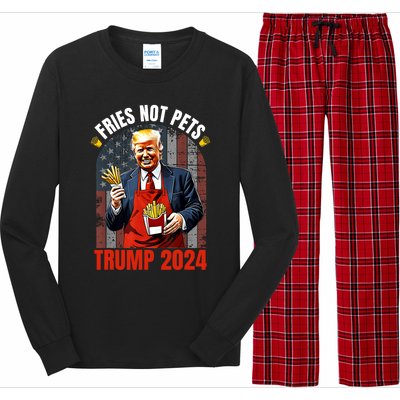 Fries Not Pets Trump 2024 Satirical Graphic Long Sleeve Pajama Set