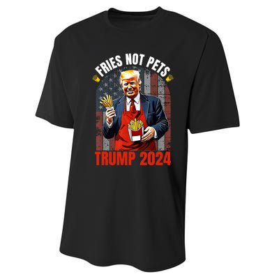 Fries Not Pets Trump 2024 Satirical Graphic Performance Sprint T-Shirt