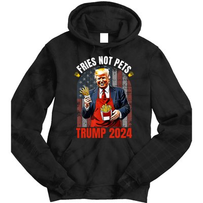 Fries Not Pets Trump 2024 Satirical Graphic Tie Dye Hoodie