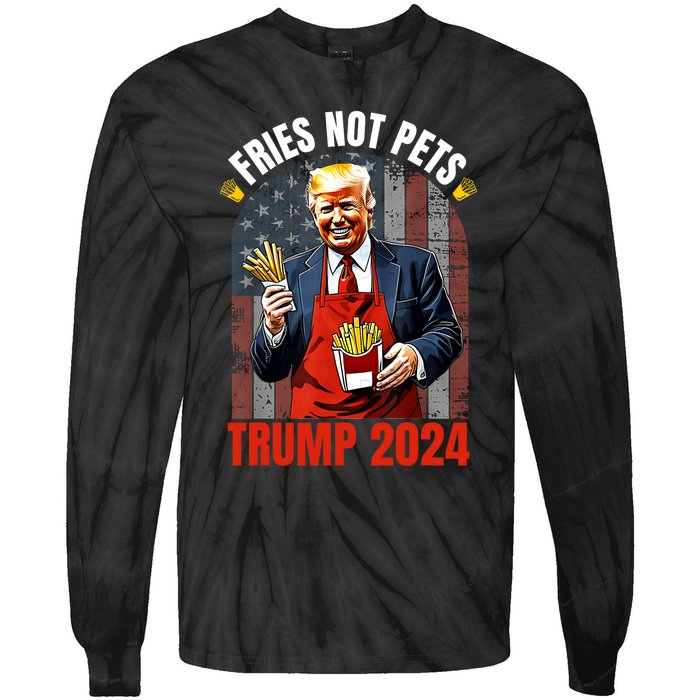 Fries Not Pets Trump 2024 Satirical Graphic Tie-Dye Long Sleeve Shirt