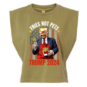 Fries Not Pets Trump 2024 Satirical Graphic Garment-Dyed Women's Muscle Tee