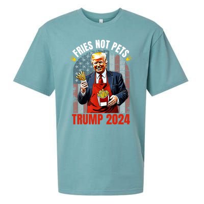 Fries Not Pets Trump 2024 Satirical Graphic Sueded Cloud Jersey T-Shirt