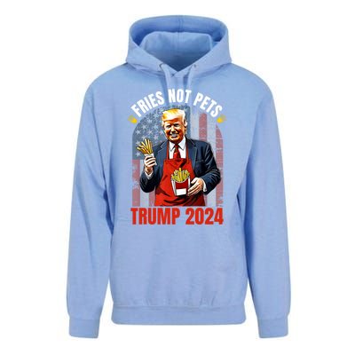 Fries Not Pets Trump 2024 Satirical Graphic Unisex Surf Hoodie