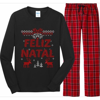 Feliz Natal Portuguese Merry Christmas Gift Idea Long Sleeve Pajama Set