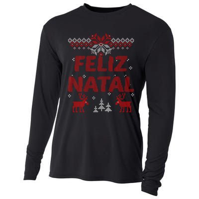 Feliz Natal Portuguese Merry Christmas Gift Idea Cooling Performance Long Sleeve Crew