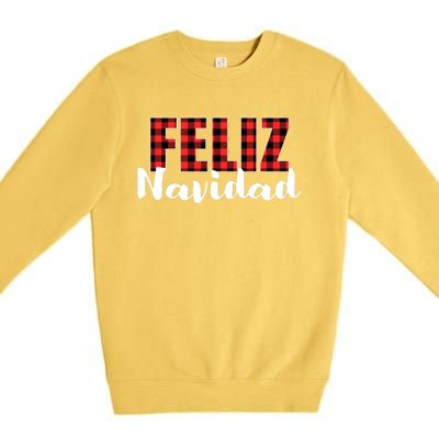 Feliz Navidad Plaid Christmas Spanish Family Premium Crewneck Sweatshirt