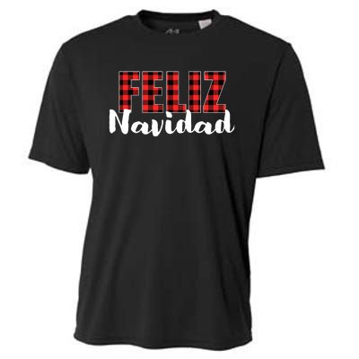 Feliz Navidad Plaid Christmas Spanish Family Cooling Performance Crew T-Shirt