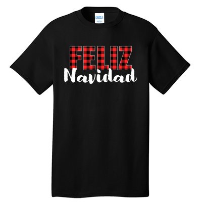 Feliz Navidad Plaid Christmas Spanish Family Tall T-Shirt