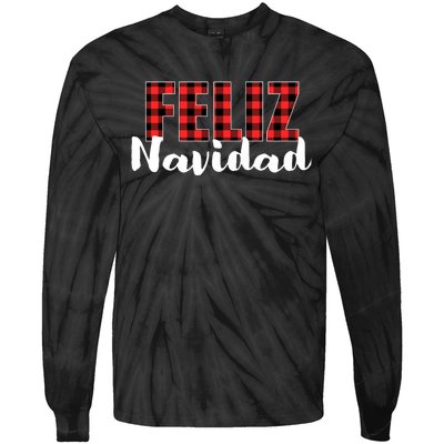 Feliz Navidad Plaid Christmas Spanish Family Tie-Dye Long Sleeve Shirt