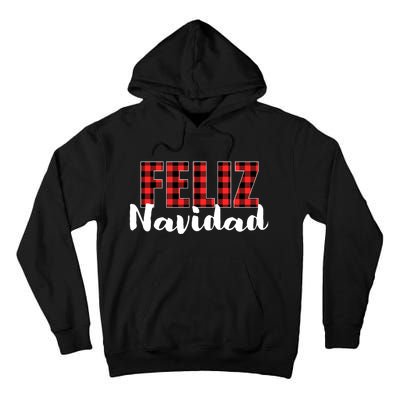 Feliz Navidad Plaid Christmas Spanish Family Tall Hoodie