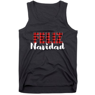 Feliz Navidad Plaid Christmas Spanish Family Tank Top