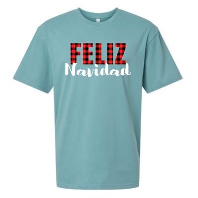 Feliz Navidad Plaid Christmas Spanish Family Sueded Cloud Jersey T-Shirt