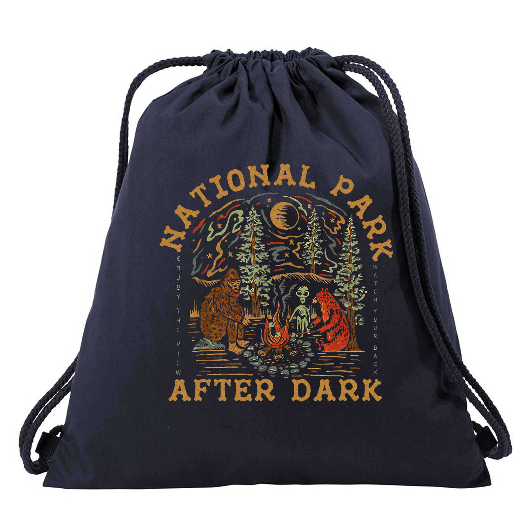 Funny National Park After Dark Drawstring Bag