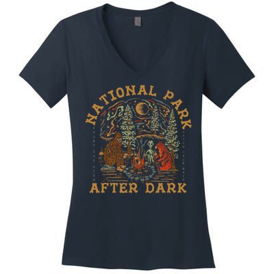 Funny National Park After Dark Women's V-Neck T-Shirt