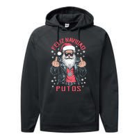 Feliz Navidad Putos Funny Rude Spanish Santa Middle Finger Performance Fleece Hoodie