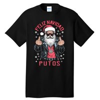 Feliz Navidad Putos Funny Rude Spanish Santa Middle Finger Tall T-Shirt