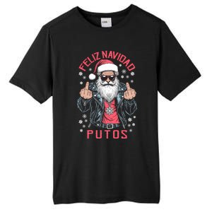 Feliz Navidad Putos Funny Rude Spanish Santa Middle Finger Tall Fusion ChromaSoft Performance T-Shirt