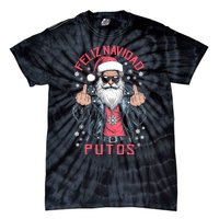 Feliz Navidad Putos Funny Rude Spanish Santa Middle Finger Tie-Dye T-Shirt