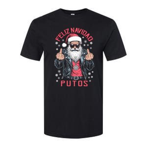 Feliz Navidad Putos Funny Rude Spanish Santa Middle Finger Softstyle CVC T-Shirt