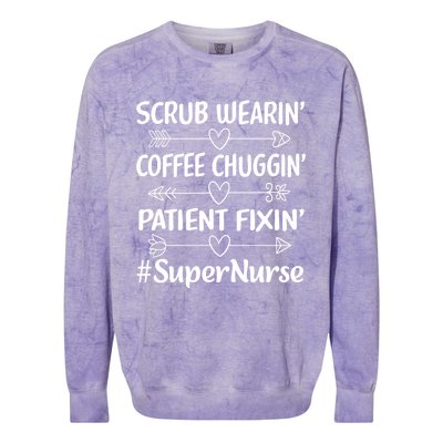 Funny Nurse Practitioner Coffee Lover Super Nurse Gift Colorblast Crewneck Sweatshirt