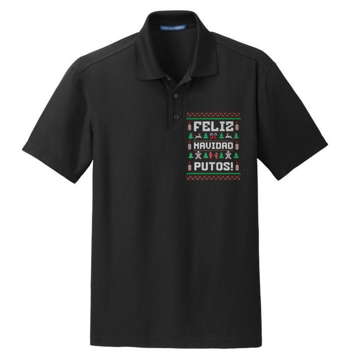 Feliz Navidad Putos Funny Mexican Christmas Sweater Gift Dry Zone Grid Polo