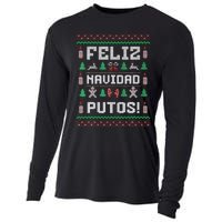 Feliz Navidad Putos Funny Mexican Christmas Sweater Gift Cooling Performance Long Sleeve Crew