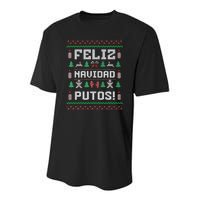 Feliz Navidad Putos Funny Mexican Christmas Sweater Gift Youth Performance Sprint T-Shirt