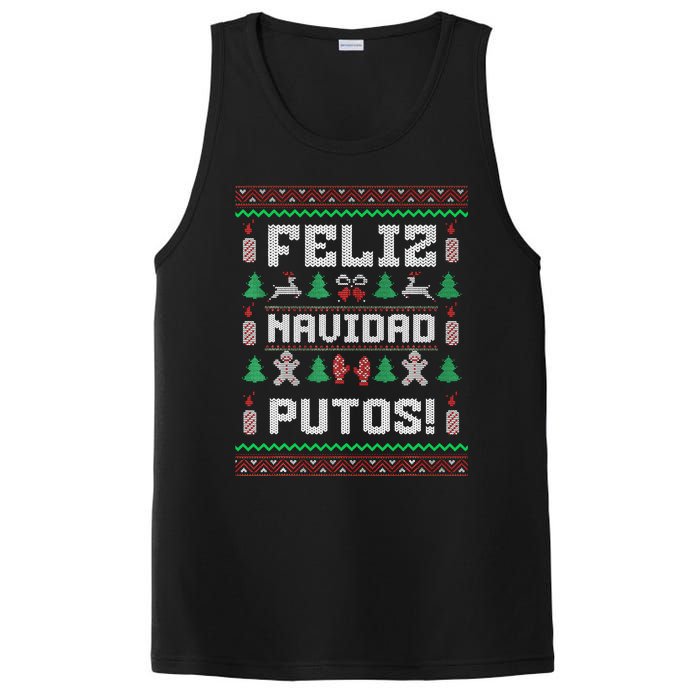 Feliz Navidad Putos Funny Mexican Christmas Sweater Gift PosiCharge Competitor Tank