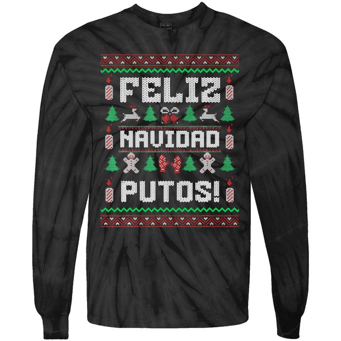 Feliz Navidad Putos Funny Mexican Christmas Sweater Gift Tie-Dye Long Sleeve Shirt