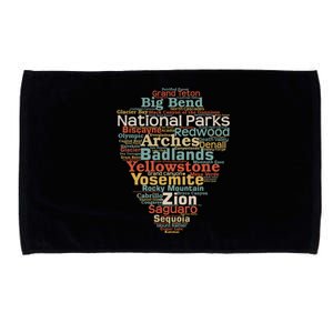 Funny National Parks List Word Cloud Camping Hiking Gift Microfiber Hand Towel