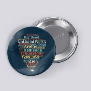 Funny National Parks List Word Cloud Camping Hiking Gift Button