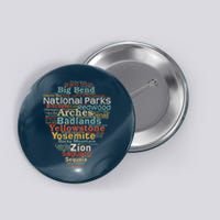 Funny National Parks List Word Cloud Camping Hiking Gift Button