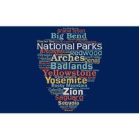 Funny National Parks List Word Cloud Camping Hiking Gift Bumper Sticker