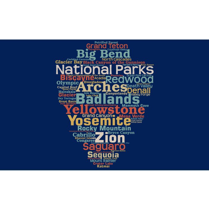 Funny National Parks List Word Cloud Camping Hiking Gift Bumper Sticker