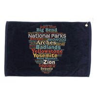 Funny National Parks List Word Cloud Camping Hiking Gift Grommeted Golf Towel