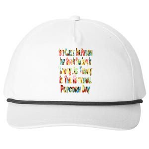 Funny National Popcorn Day Jan 19th Meaningful Gift Snapback Five-Panel Rope Hat