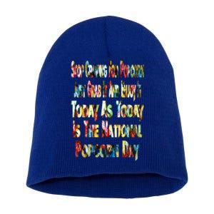 Funny National Popcorn Day Jan 19th Meaningful Gift Short Acrylic Beanie