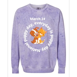 Fun National Puppy Day Great Gift It Begins With A Smiling Puppy Funny Gift Colorblast Crewneck Sweatshirt