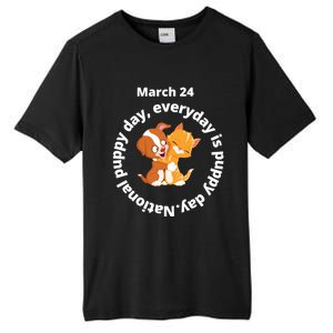 Fun National Puppy Day Great Gift It Begins With A Smiling Puppy Funny Gift Tall Fusion ChromaSoft Performance T-Shirt