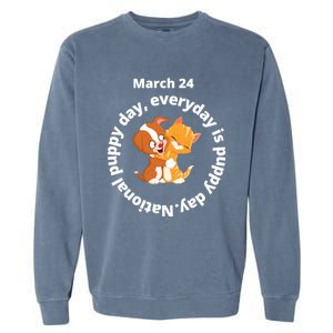 Fun National Puppy Day Great Gift It Begins With A Smiling Puppy Funny Gift Garment-Dyed Sweatshirt