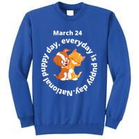 Fun National Puppy Day Great Gift It Begins With A Smiling Puppy Funny Gift Sweatshirt