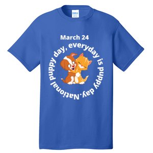 Fun National Puppy Day Great Gift It Begins With A Smiling Puppy Funny Gift Tall T-Shirt