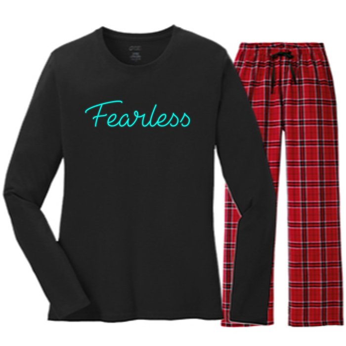 Fearless Neon Quote Women's Long Sleeve Flannel Pajama Set 