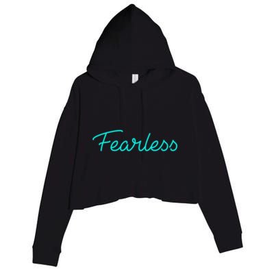 Fearless Neon Quote Crop Fleece Hoodie