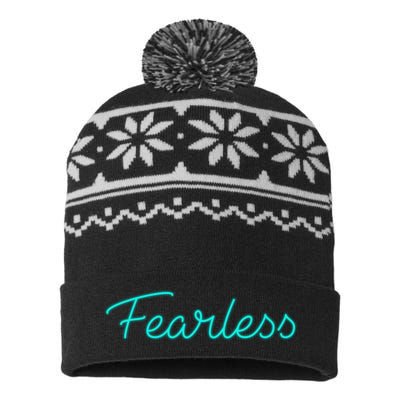 Fearless Neon Quote USA-Made Snowflake Beanie