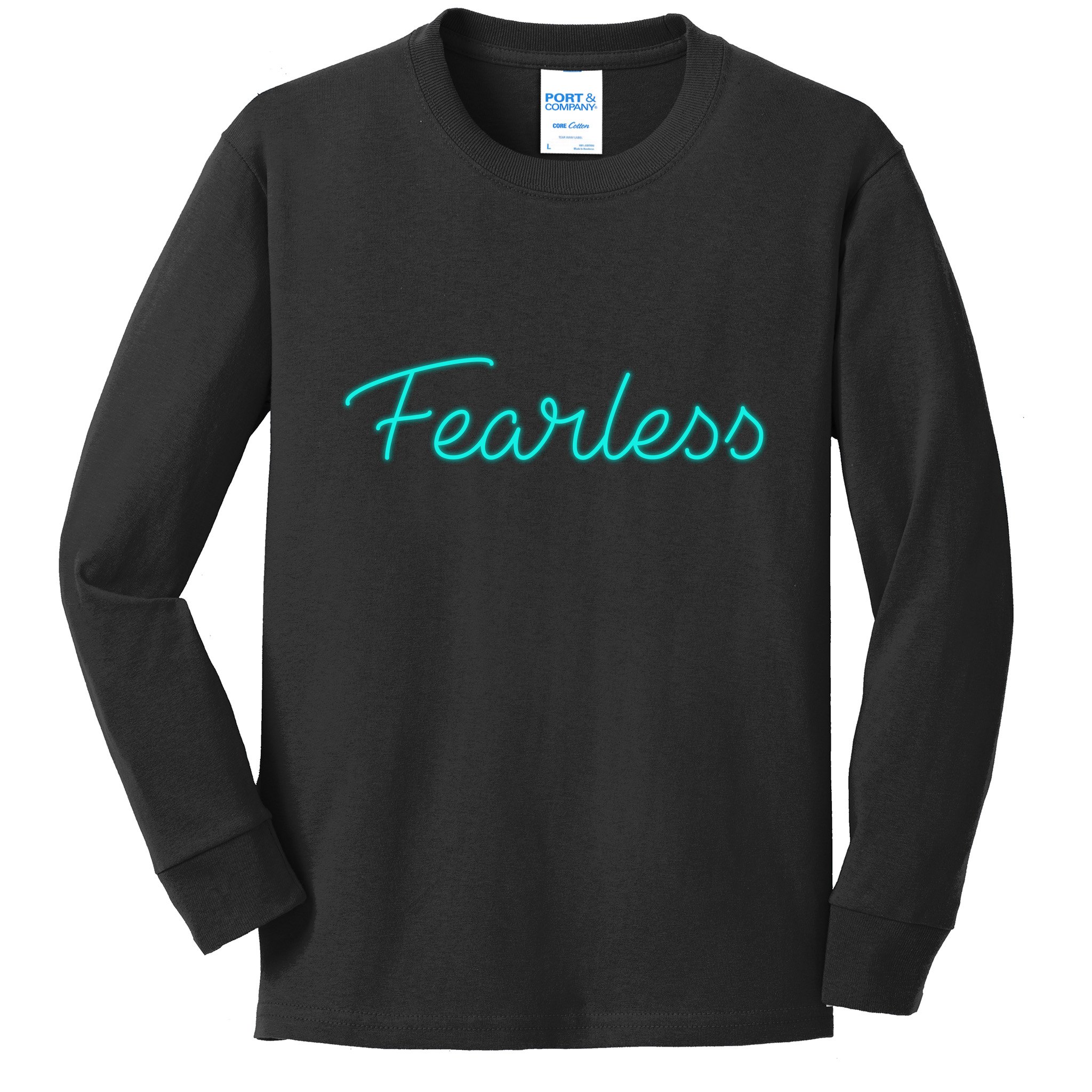 Fearless Neon Quote Kids Long Sleeve Shirt