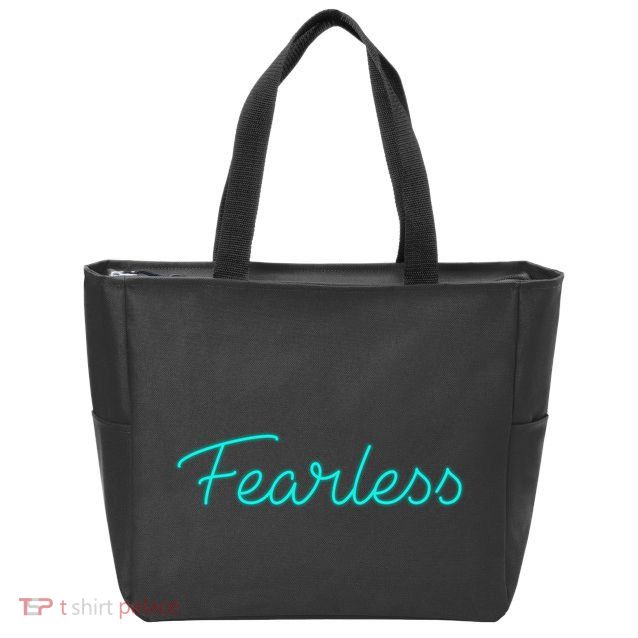 Fearless Neon Quote Zip Tote Bag