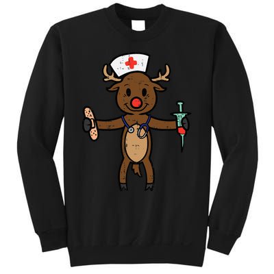 Festive Nurse Reindeer Holiday Humor for Nurses Sweatshirt