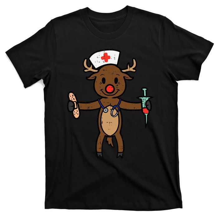 Festive Nurse Reindeer Holiday Humor for Nurses T-Shirt