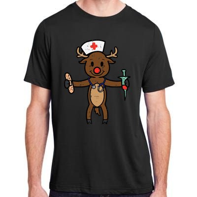 Festive Nurse Reindeer Holiday Humor for Nurses Adult ChromaSoft Performance T-Shirt